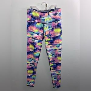 Womens Victoria Secret Sport Neon Tier Dye Leggings Small Nylon Blend